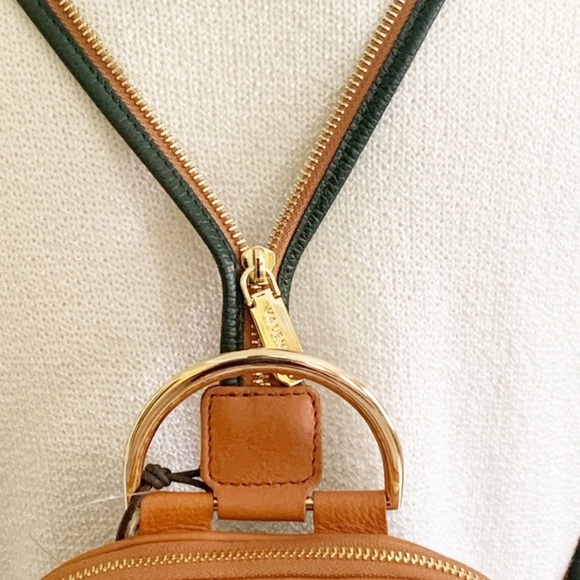 Valentina Pebbled Leather Convertible Backpack Sling Bag Purse Hunter Green - Picture 15 of 16